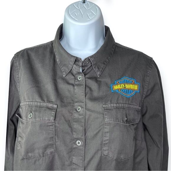 Harley Davidson Womens M Bar & Shield Solid Soft Twill Shirt 96121-22VW - Picture 4 of 12